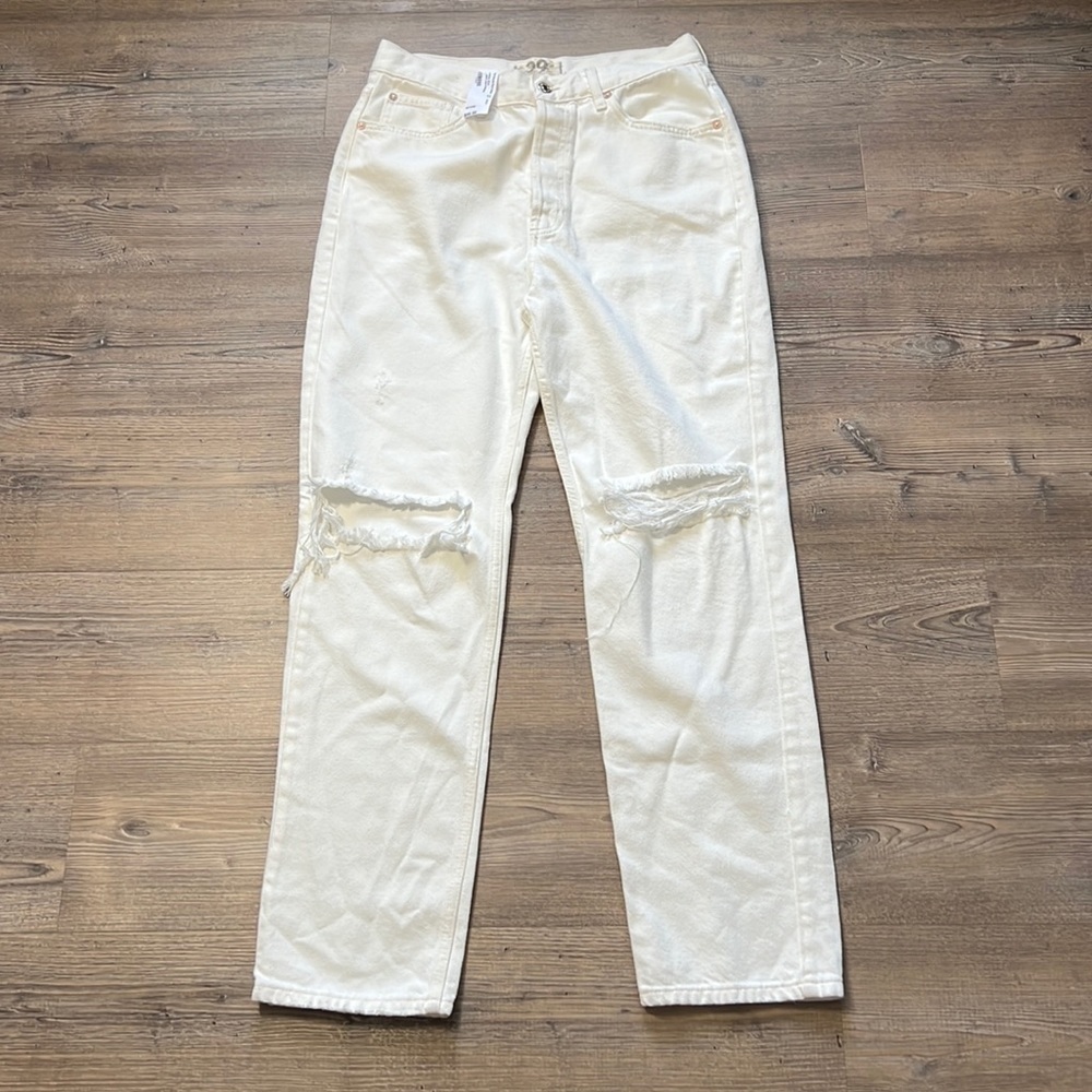 We The Free The Lasso Distressed Straight Leg Jean White Lightning 29 Long Leg